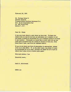 Letter from Mark H. McCormack to Enrique Rojas