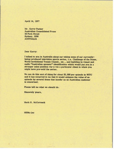 Letter from Mark H. McCormack to Kerry Packer