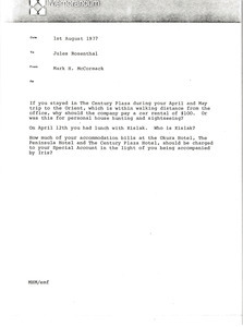 Memorandum from Mark H. McCormack to Jules Rosenthal