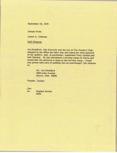 Memorandum from Judith A. Chilcote to Jaque Orsie