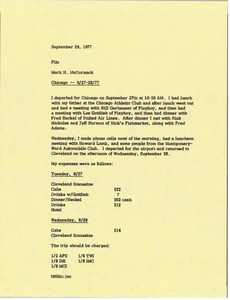 Memorandum from Mark H. McCormack to travel file