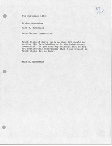 Memorandum from Mark H. McCormack to Arthur Rosenblum