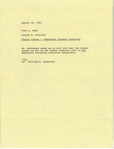 Memorandum from Judith A. Chilcote to John S. Oney