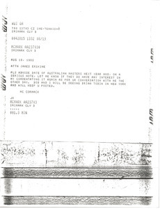 Telex prinotut from Mark H. McCormack to James Erskine