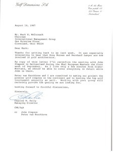 Letter from Charles W. Kelly to Mark H. McCormack