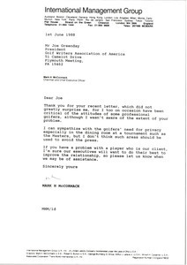 Letter from Mark H. McCormack to Joe Greenday