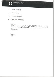 Memorandum from Mark H. McCormack to Jeff Harvey