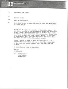 Memorandum from Mark H. McCormack to Gordon Smith