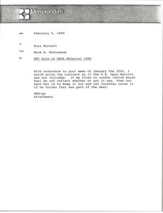 Memorandum from Mark H. McCormack to Buzz Hornett