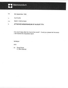 Memorandum from Mark H. McCormack to Curt Curtis