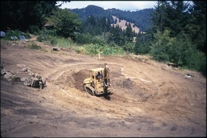Digging for pond construction