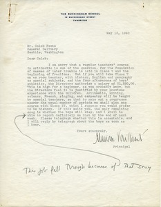Letter from Marian Vaillant to Caleb Foote