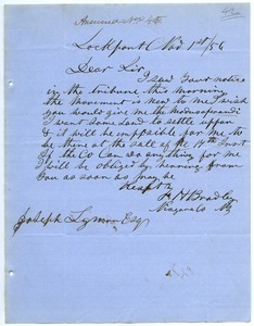 Letter from H. Bradley to Joseph Lyman