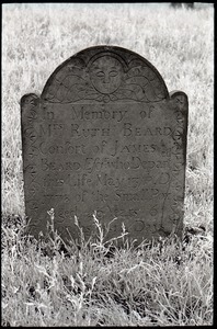 Gravestone of Ruth Beard (1778), died of smallpox, Old Derby Uptown Burying Ground