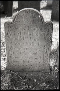 Gravestone of Marian Ayrault (1748), Wethersfield Village Cemetery