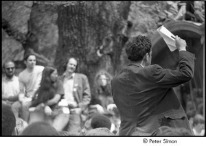 Kent State Shooting Demonstration at the Boston State House: protestor speaking at the entrance to Boston Common