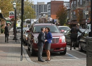 Rhode Island Governor Gina Raimondo greets her husband Andy Moffit on the day after she won