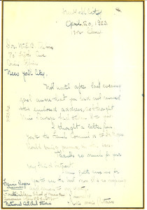 Letter from Sadie Marie Peterson to W. E. B. Du Bois