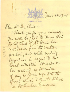 Letter from Joel Spingarn to W. E. B. Du Bois