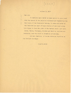 Letter from W. E. B. Du Bois to U.S.S.R.