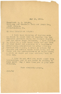 Letter from W. E. B. Du Bois to R. R. Wright