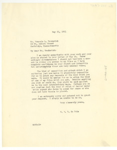 Letter from W. E. B. Du Bois to Francis L. Broderick