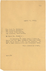Letter from W. E. B. Du Bois to Noah D. Thompson