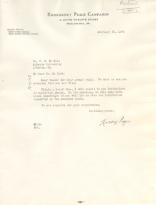 Letter from Emergency Peace Campaign to W. E. B. Du Bois