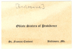 Anniversary card from St. Frances Convent to W. E. B. and Nina Du Bois