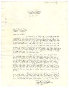 Letter from Austin T. Walden to W. E. B. Du Bois