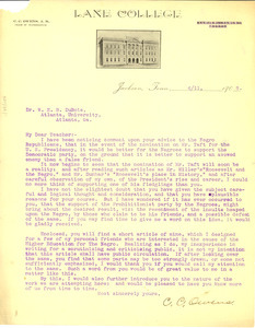 Letter from C. C. Owens to W. E. B. Du Bois