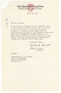 Letter from University of Chicago Press to W. E. B. Du Bois
