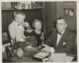 John Golden receiving the 'Handicapped Oscar' from Gregory Sorg accompanied by Helen Menken