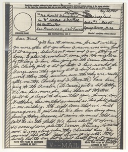 V-mail from Walter Langland to Harold D. Langland