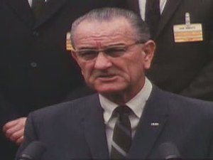 LBJ Addresses Vietnam Civilian Graduates