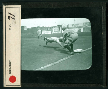 Leslie Mann Baseball Lantern Slide, No. 91