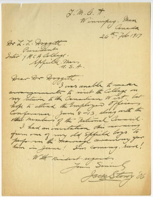 Letter from John W. Storey to Laurence L. Doggett (February 26, 1917)