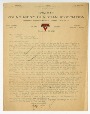 Letter from Montagu F, Modder to Laurence L. Doggett (September 20, 1917)