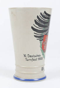 Stoneware beaker for Frankfurt turnfest, 1908, signed Franz Ringer
