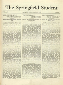 The Springfield Student (vol. 10, no. 1), October 1, 1920