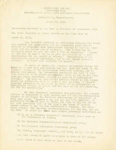 Memorandum of conference with Dr. James Naismith (March 23, 1939)