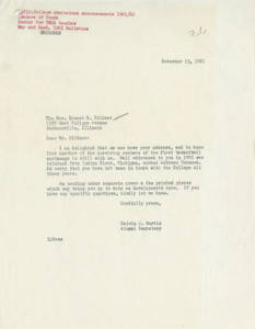 Letter from Calvin J. Martin to Ernest G. Hildner (November 15, 1961)