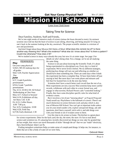 Mission Hill School newsletter, May 17, 2013
