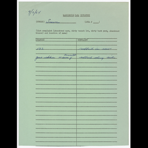 Washington Park inventory condition report, Seaver