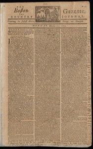 The Boston-Gazette, and Country Journal, 11 January 1773