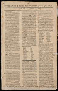 Supplement to the Boston-Gazette, 5 September 1774