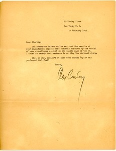 Letter from Alex Crosby to Charles L. Whipple