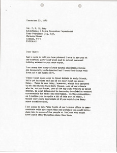 Letter from Mark H. McCormack to Terry Bray