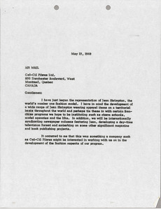 Letter from Mark H. McCormack to Cel-Cil Fibres Ltd.