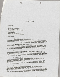 Letter from Mark H. McCormack to O. G. Williams